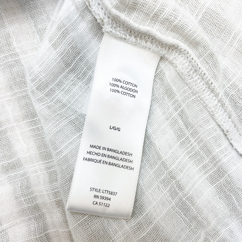 Beach Lunch Lounge Collection Womens Cotton Tan Striped Button Down Shirt Size L - Picture 4 of 5